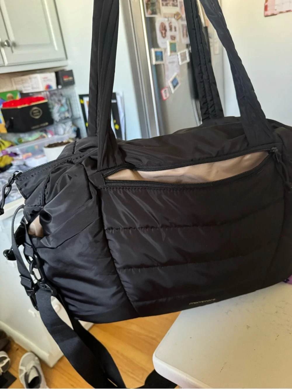 Black Women’s Baby Diaper Tote Bag with Convertible Straps